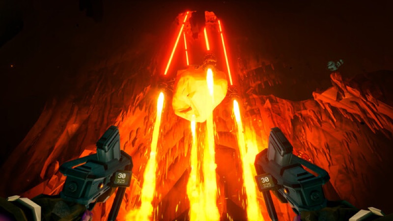 A gameplay scene from Deep Rock Galactic.