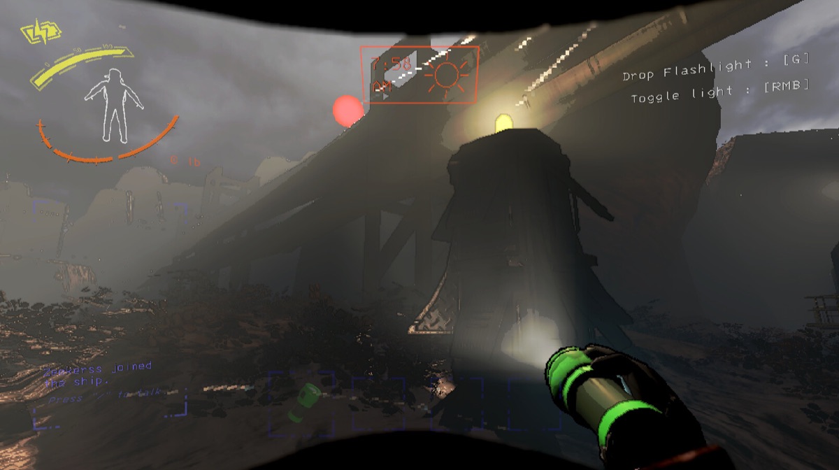 A creature approaches through fog outside a facility.