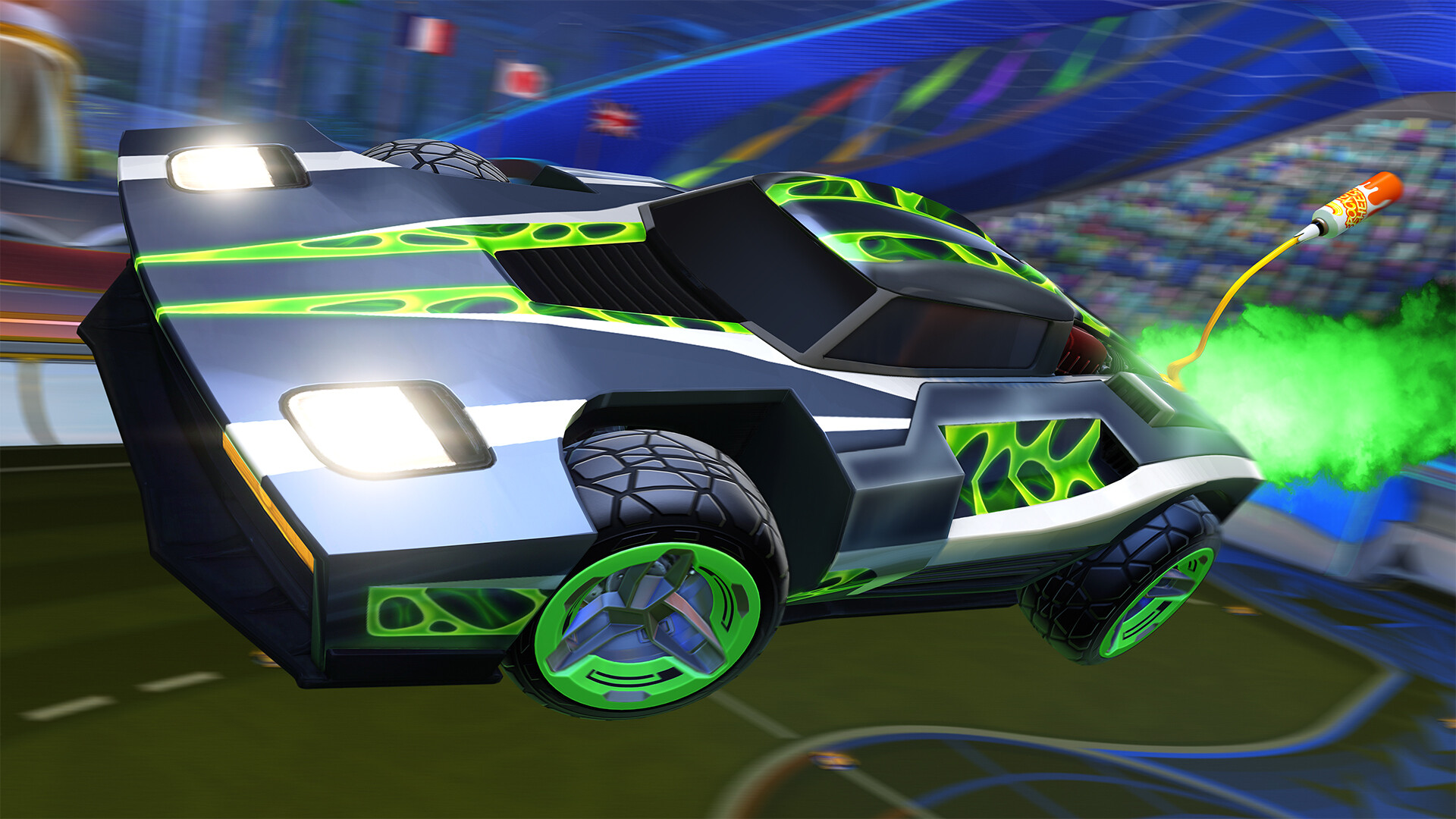 A gameplay scene from Rocket League.