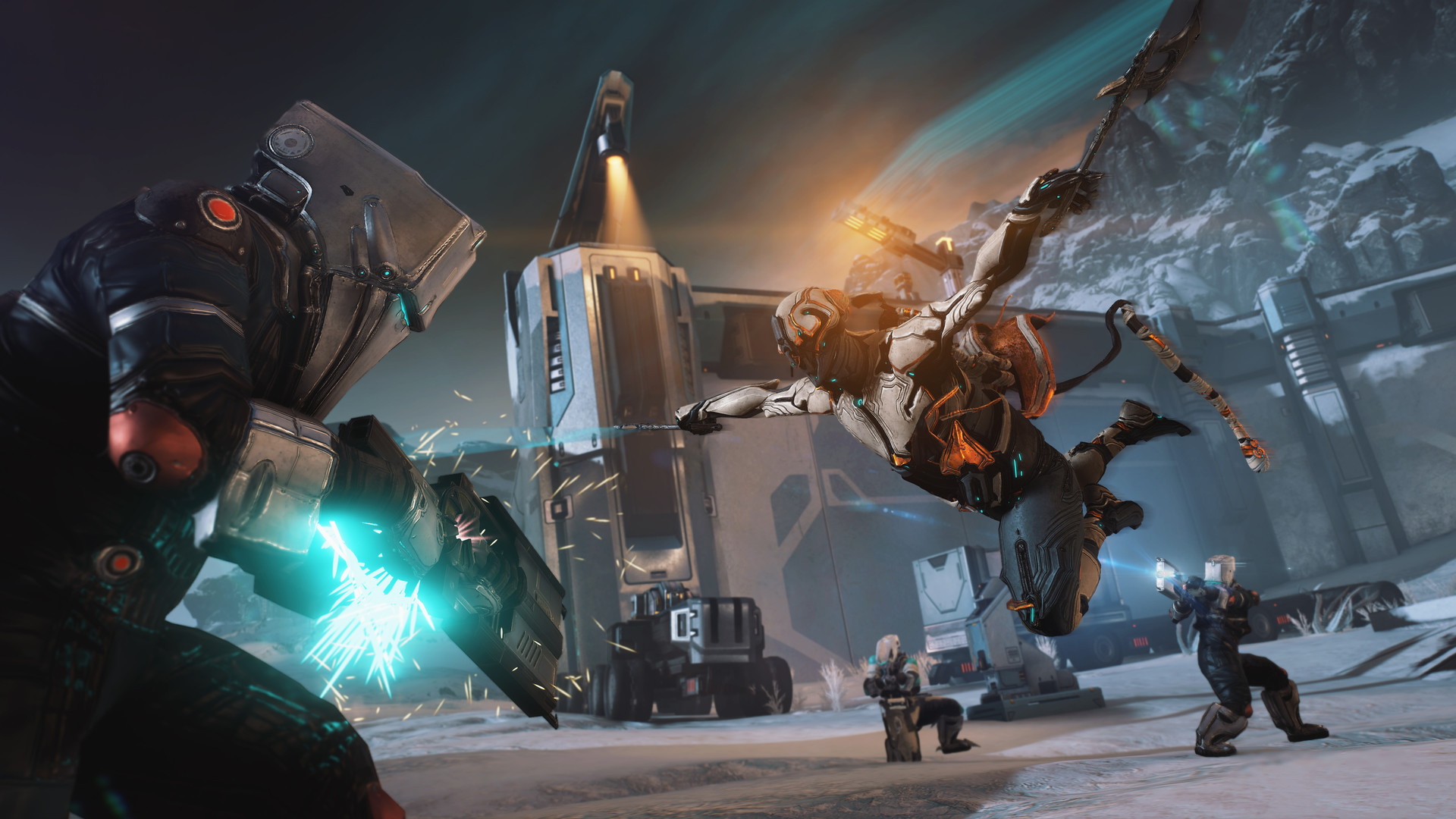 A publisher-submitted gameplay scene from Warframe.